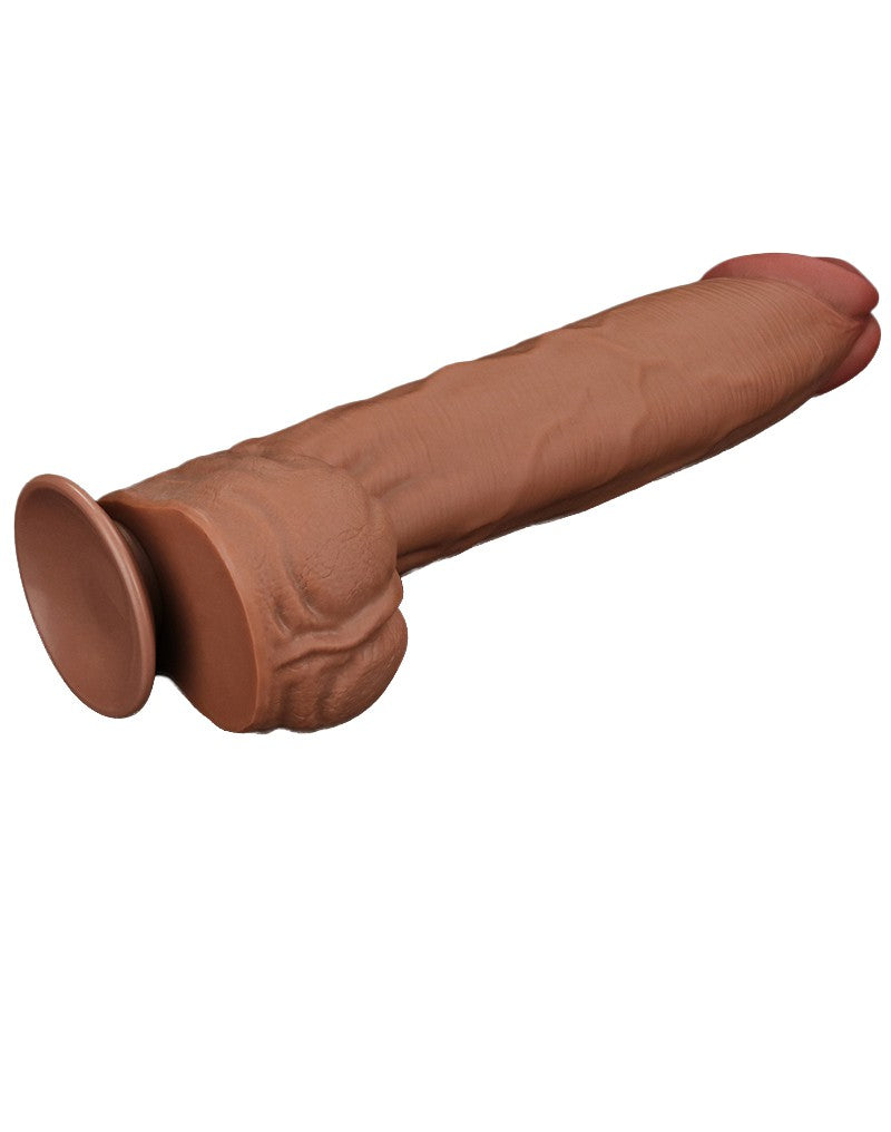 Lovetoy - Dildo -Sliding Skin Dildo - Lengte 36 cm - Bruin-Erotiekvoordeel.nl