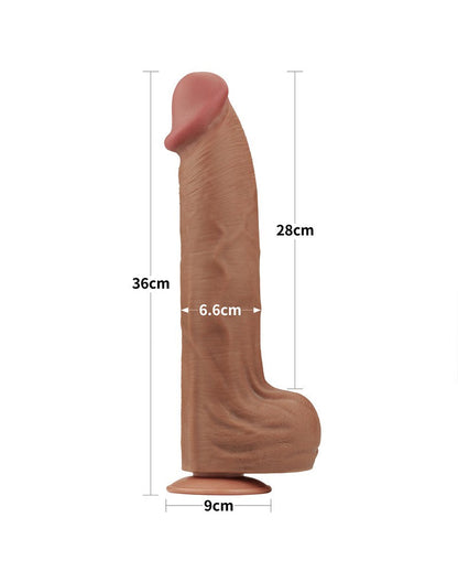 Lovetoy - Dildo -Sliding Skin Dildo - Lengte 36 cm - Bruin-Erotiekvoordeel.nl