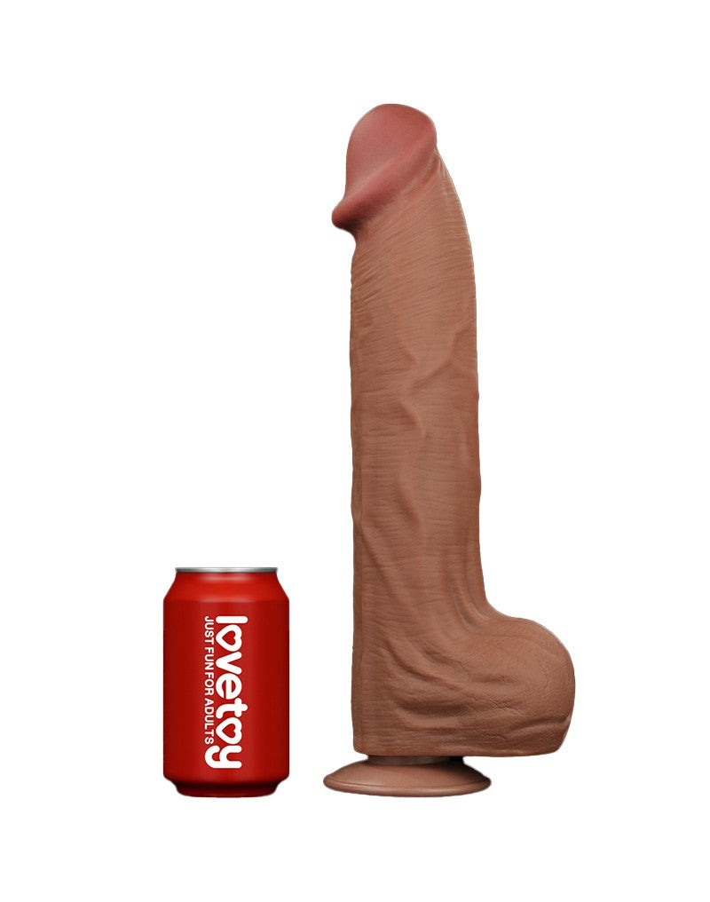 Lovetoy - Dildo -Sliding Skin Dildo - Lengte 36 cm - Bruin-Erotiekvoordeel.nl