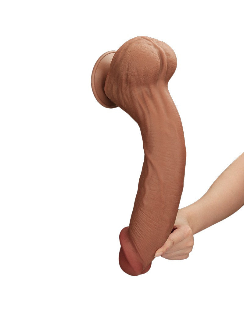 Lovetoy - Dildo -Sliding Skin Dildo - Lengte 36 cm - Bruin-Erotiekvoordeel.nl