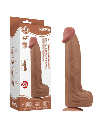 Lovetoy - Dildo -Sliding Skin Dildo - Lengte 36 cm - Bruin-Erotiekvoordeel.nl