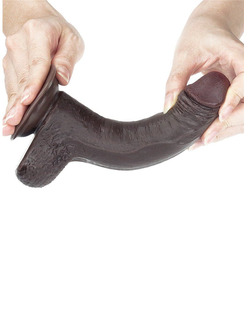 Lovetoy Dildo met Sliding Skin / Bewegende Huid 17.5 x 3.5 cm - bruin-Erotiekvoordeel.nl