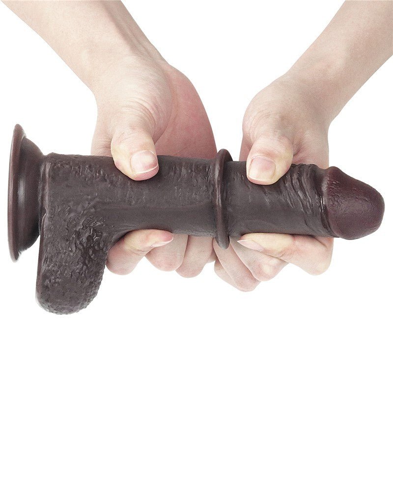 Lovetoy Dildo met Sliding Skin / Bewegende Huid 17.5 x 3.5 cm - bruin-Erotiekvoordeel.nl