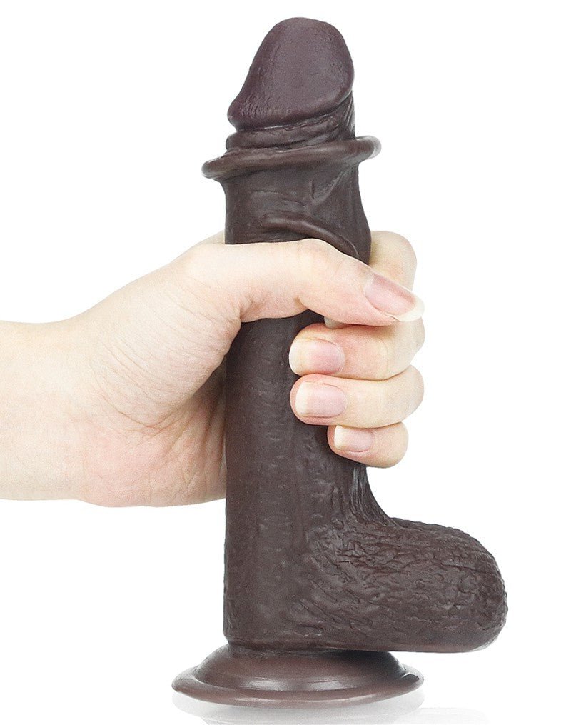 Lovetoy Dildo met Sliding Skin / Bewegende Huid 17.5 x 3.5 cm - bruin-Erotiekvoordeel.nl