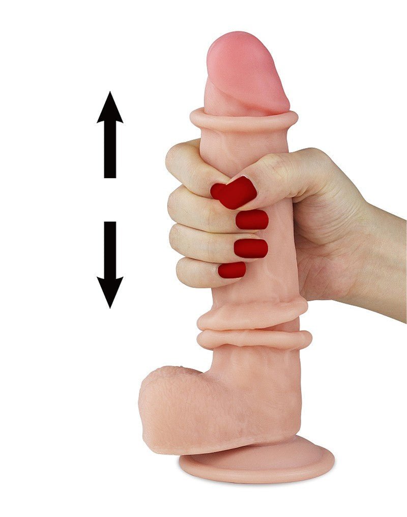 Lovetoy Dildo met glijdende huid 20 cm - blanke huidskleur - Erotiekvoordeel.nl