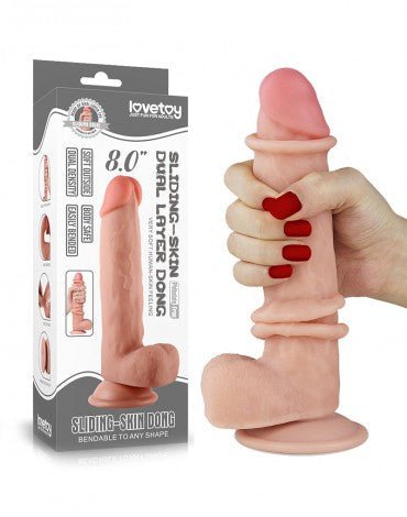 Lovetoy Dildo met glijdende huid 20 cm - blanke huidskleur - Erotiekvoordeel.nl