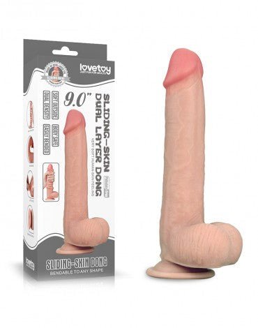 Lovetoy Dildo met glijdende huid 23 x 4 cm - blanke huidskleur - Erotiekvoordeel.nl