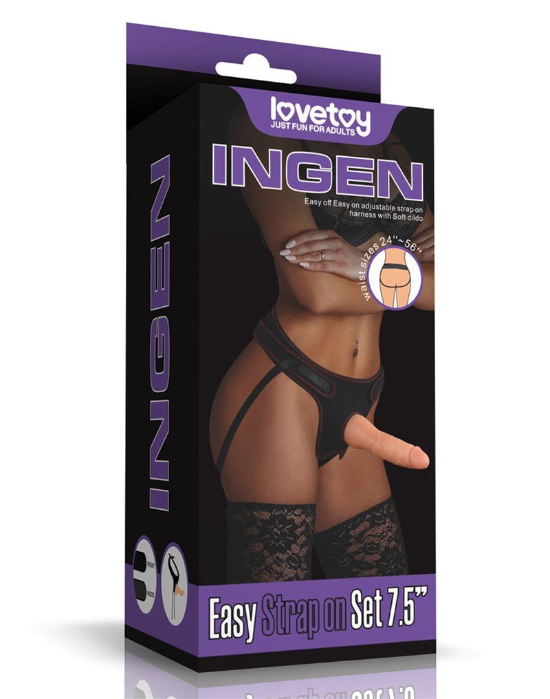 Lovetoy Easy Strap-on Set met dildo van 19 cm - blanke huidskleur - Erotiekvoordeel.nl