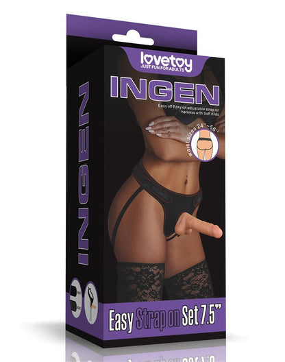 Lovetoy Easy Strap-on Set met dildo van 19 cm met balzak - blanke huidskleur - Erotiekvoordeel.nl