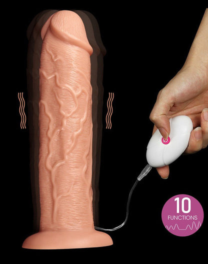 Lovetoy Realistische XXL Vibrerende Dildo 28 cm - lichte huidskleur-Erotiekvoordeel.nl