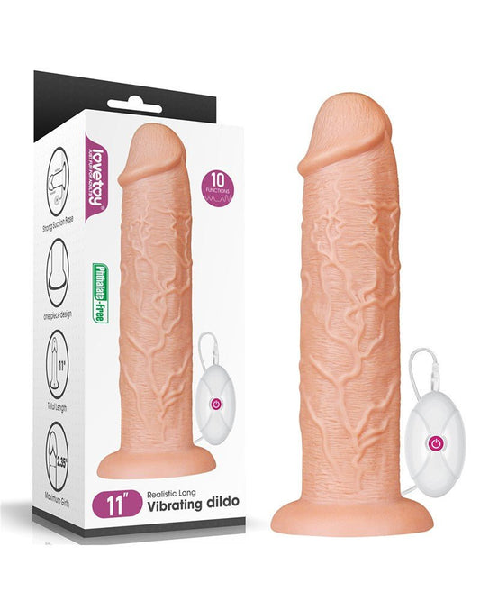 Lovetoy Realistische XXL Vibrerende Dildo 28 cm - lichte huidskleur-Erotiekvoordeel.nl