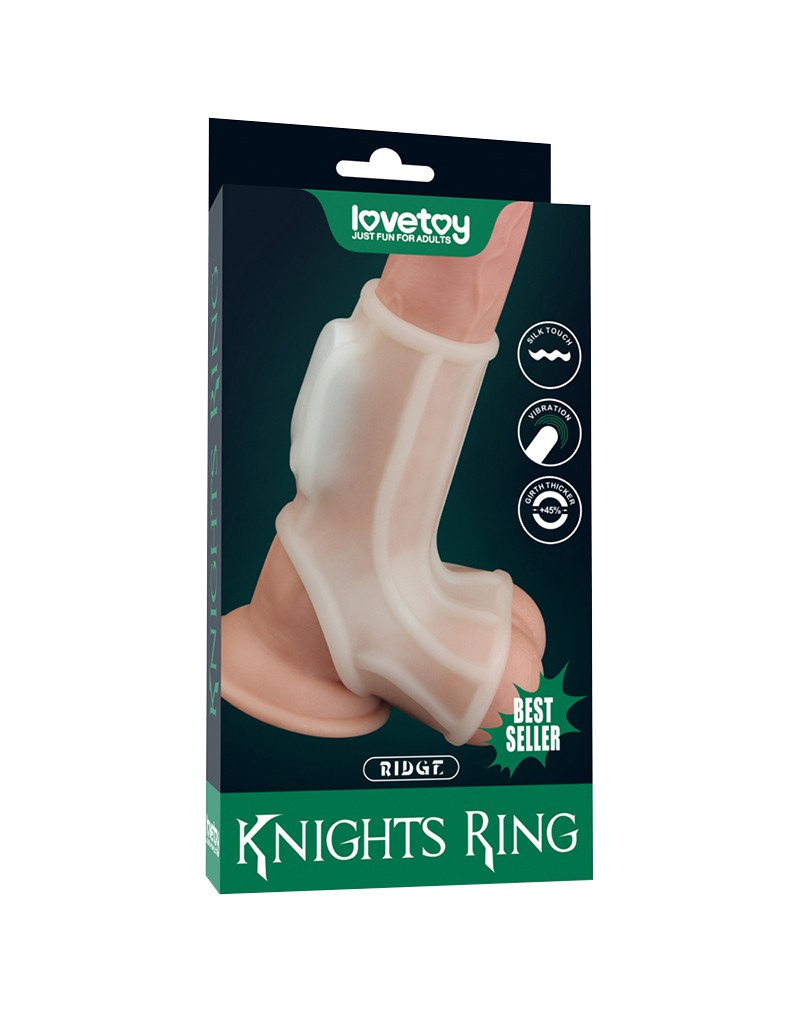 Lovetoy Vibrerende Rekbare Penis Sleeve RIDGE KNIGHTS - wit-Erotiekvoordeel.nl