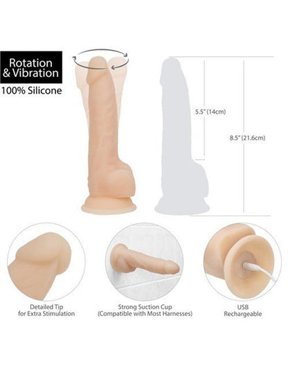 Naked Addiction Roterende en Vibrerende Siliconen Dildo met Zuignap 21,5 cm - Erotiekvoordeel.nl