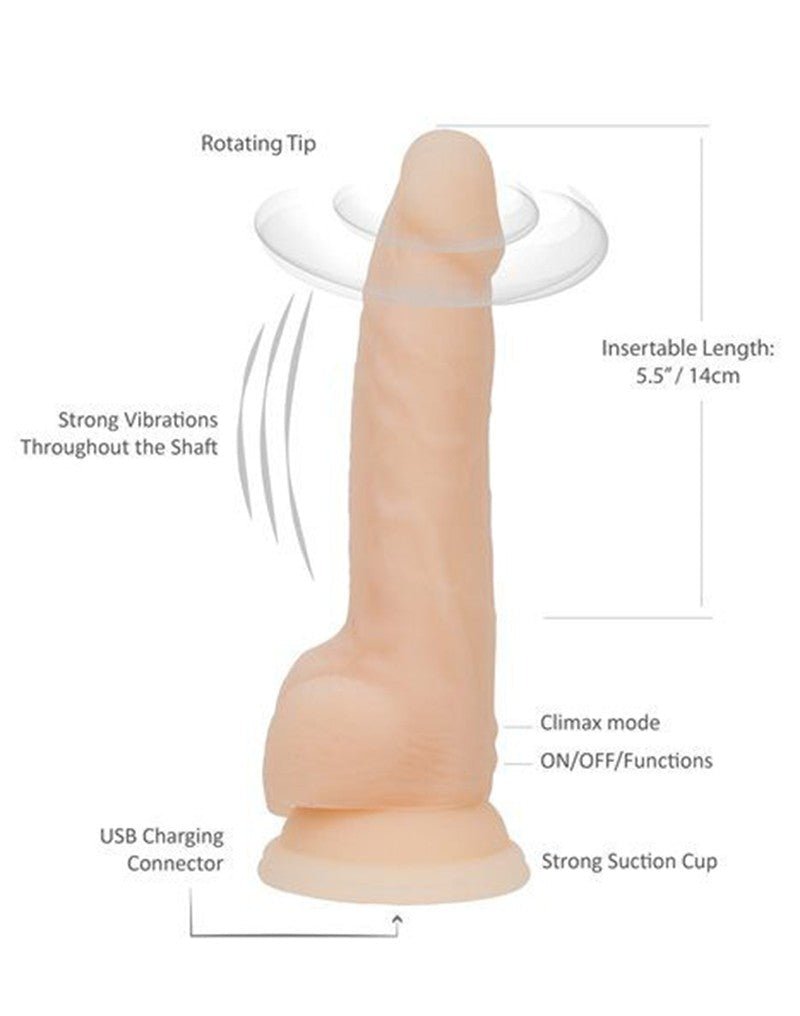 Naked Addiction Roterende en Vibrerende Siliconen Dildo met Zuignap 21,5 cm - Erotiekvoordeel.nl