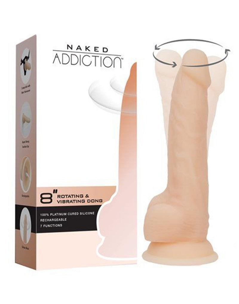 Naked Addiction Roterende en Vibrerende Siliconen Dildo met Zuignap 21,5 cm - Erotiekvoordeel.nl