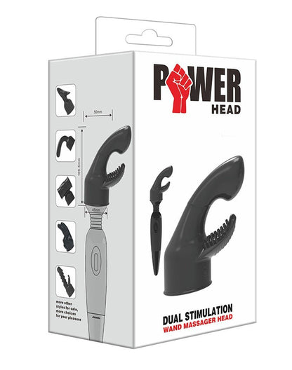 POWER Opzetstuk Wand Vibrator Dual Stimulation - zwart - Erotiekvoordeel.nl