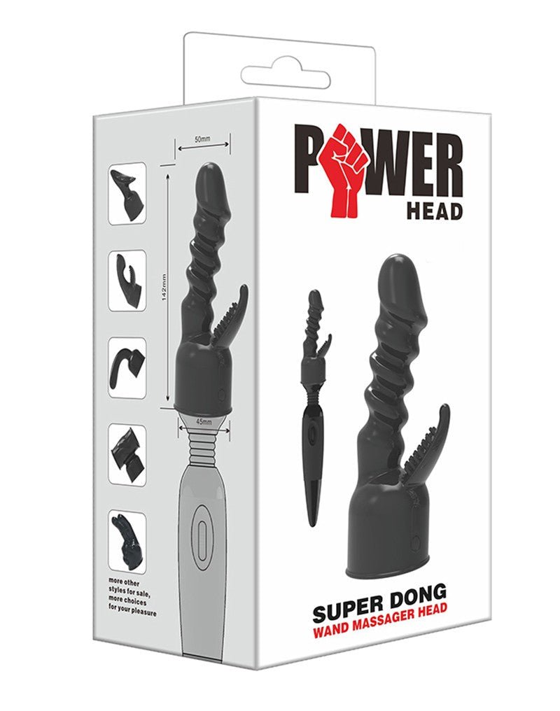 POWER Opzetstuk Wand Vibrator Super Dong - zwart - Erotiekvoordeel.nl