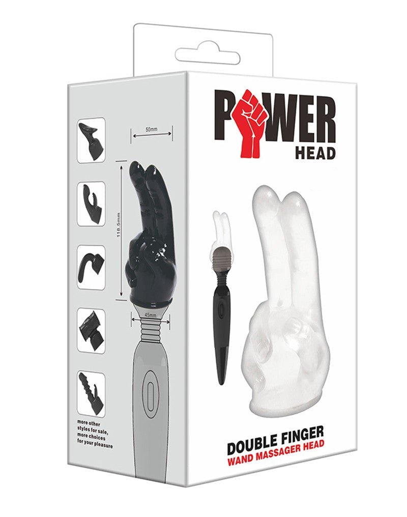 POWER Wand Vibrator Opzetstuk Double finger - transparant - Erotiekvoordeel.nl