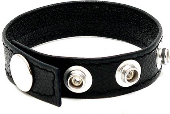 Penisbandje | Penis Strap | Cockring van leer versierd met studs extra zware kwaliteit - verstelbaar-Erotiekvoordeel.nl