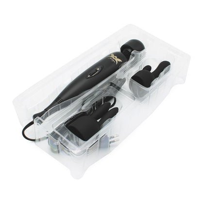 Pixey Turbo - Wand Vibrator - Massager - Black Edition - Met Twee Opzetstukken-Erotiekvoordeel.nl