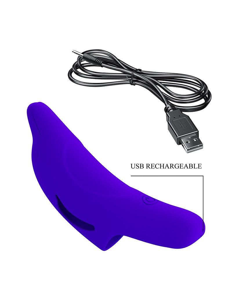 Pretty Love Delphini - Vibrator - Vinger Vibrator - Blauw - Siliconen - USB Oplaadbaar - 10 standen-Erotiekvoordeel.nl