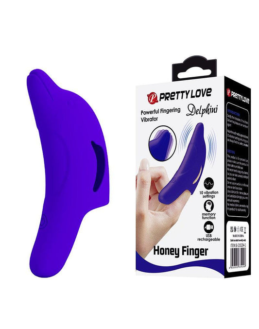 Pretty Love Delphini - Vibrator - Vinger Vibrator - Blauw - Siliconen - USB Oplaadbaar - 10 standen-Erotiekvoordeel.nl