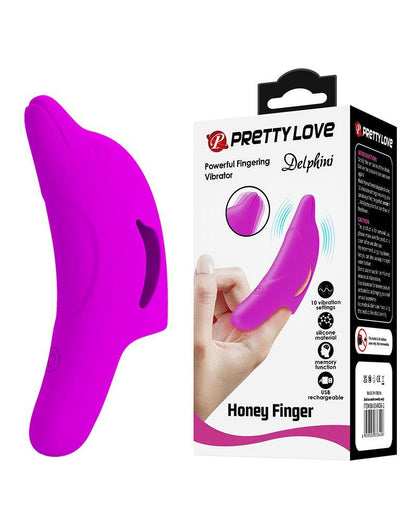 Pretty Love Delphini - Vibrator - Vinger Vibrator - Paars - Siliconen - USB Oplaadbaar - 10 standen-Erotiekvoordeel.nl