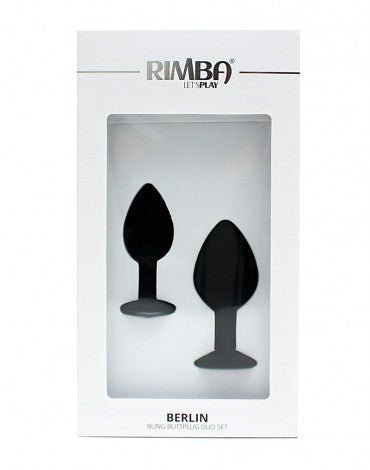 Rimba Berlin Bling Buttplug | Set met twee buttplugs met kristal - zwart - Erotiekvoordeel.nl