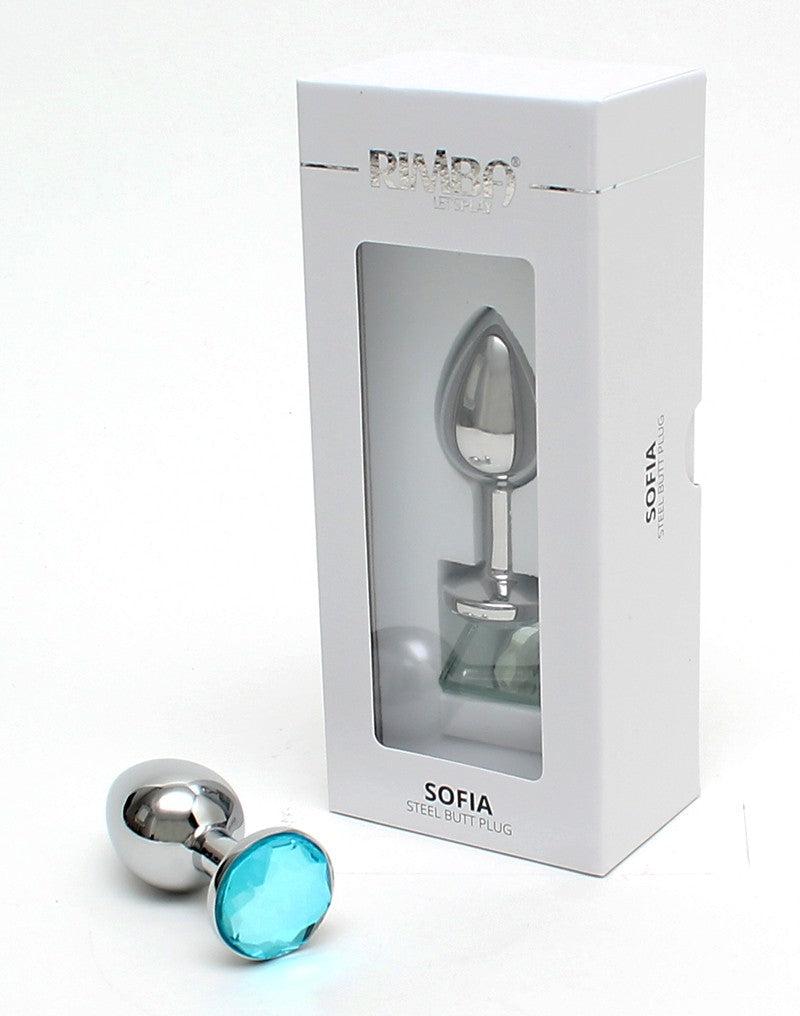 Rimba Metalen Buttplug met kristal Sofia - blauw- Erotiekvoordeel.nl