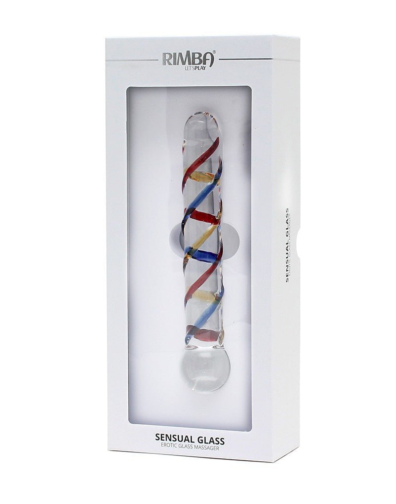 Rimba Sensual Glass Glazen Dildo Rachella - transparant/rood/blauw/geel-Erotiekvoordeel.nl