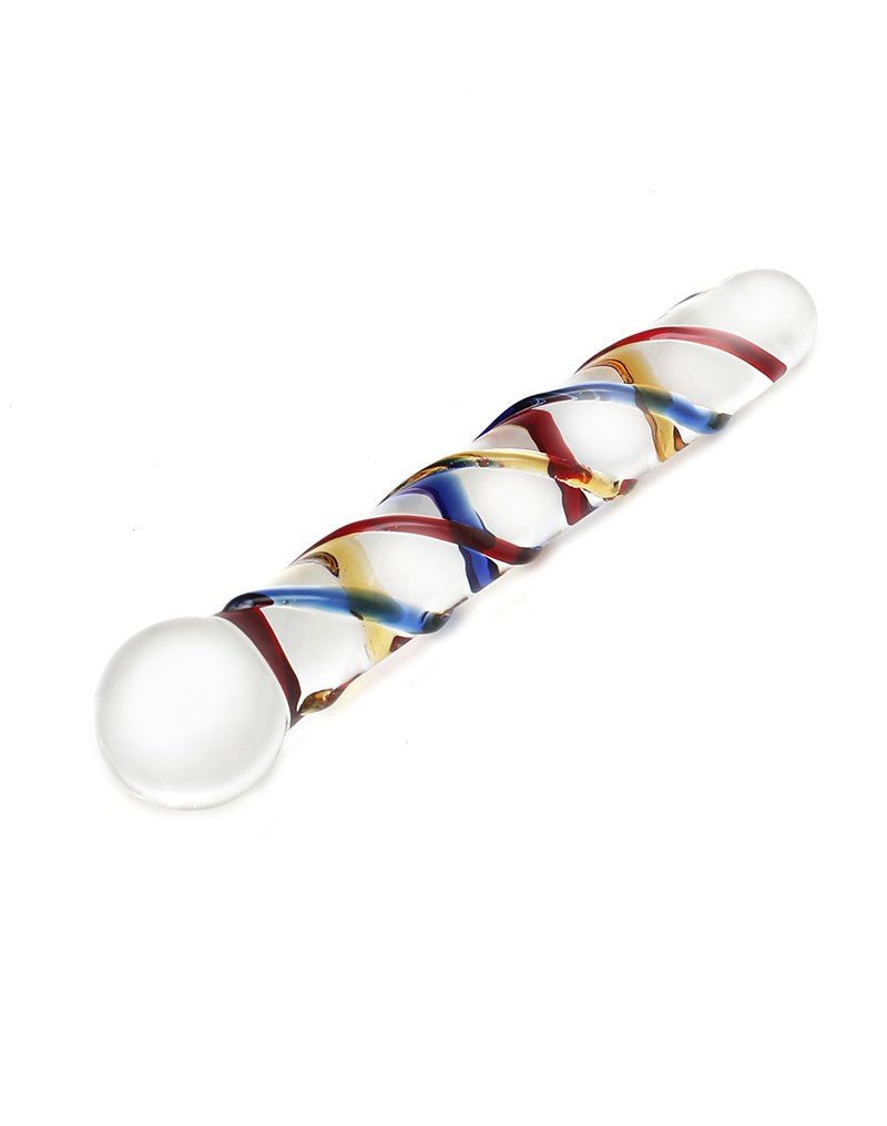 Rimba Sensual Glass Glazen Dildo Rachella - transparant/rood/blauw/geel-Erotiekvoordeel.nl