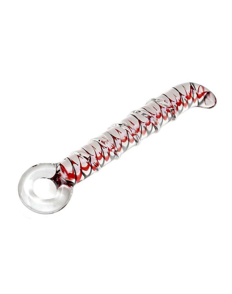 Rimba Sensual Glass Glazen Dildo Sammy - transparant/rood/zwart-Erotiekvoordeel.nl