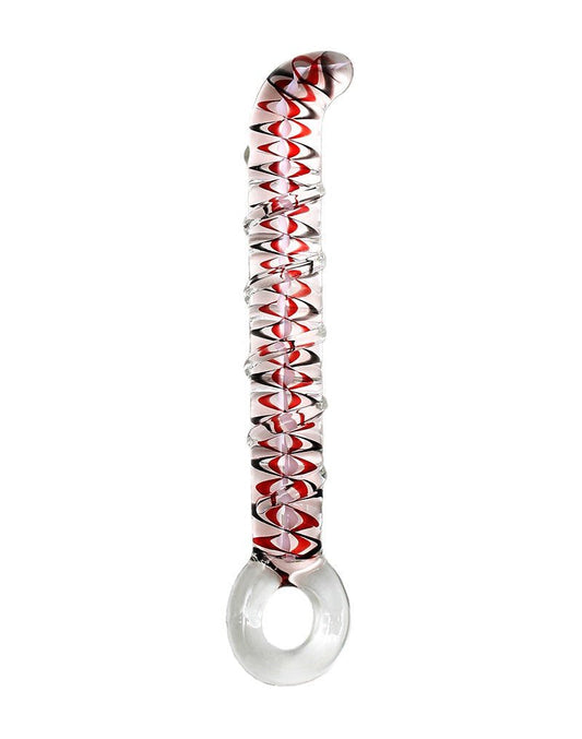 Rimba Sensual Glass Glazen Dildo Sammy - transparant/rood/zwart-Erotiekvoordeel.nl