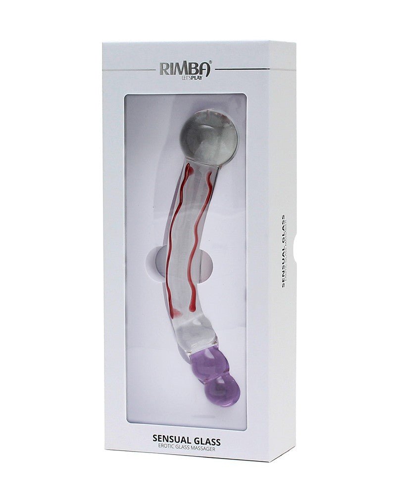 Rimba Sensual Glass Glazen Dildo Tania - transparant/rood/lila-Erotiekvoordeel.nl