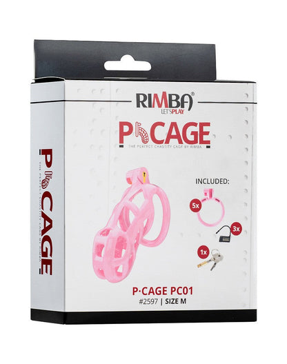 Rimba Toys - P-Cage PC01 - Kunststof Kuisheidskooi - Peniskooi - Chastity - Roze - Verkrijgbaar in 3 maten-Erotiekvoordeel.nl