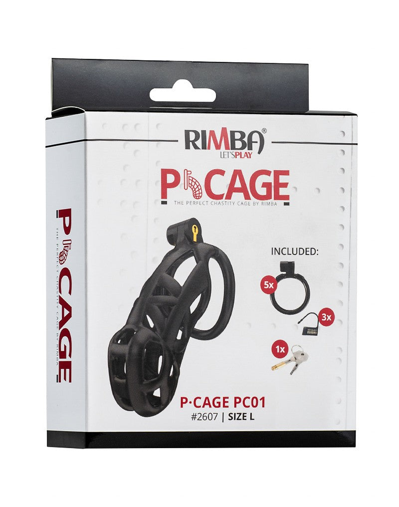 Rimba Toys - P-Cage PC01 - Kunststof Kuisheidskooi - Peniskooi - Chastity - Zwart - Verkrijgbaar in 3 maten-Erotiekvoordeel.nl