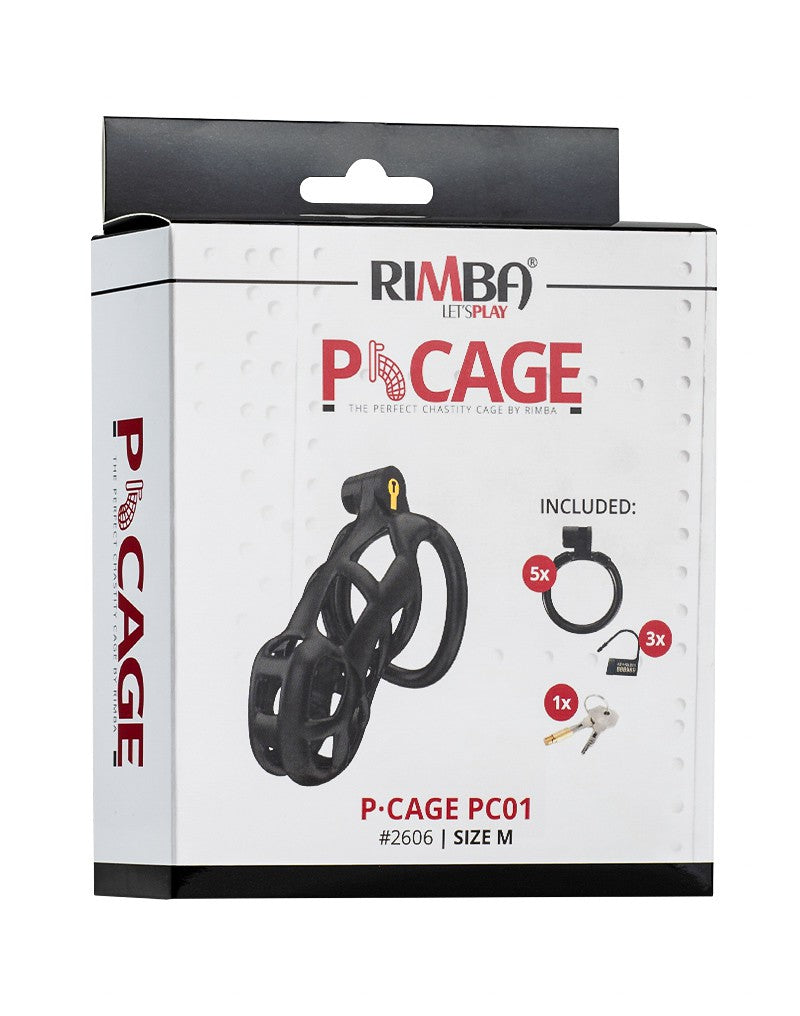 Rimba Toys - P-Cage PC01 - Kunststof Kuisheidskooi - Peniskooi - Chastity - Zwart - Verkrijgbaar in 3 maten-Erotiekvoordeel.nl