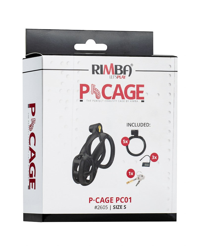 Rimba Toys - P-Cage PC01 - Kunststof Kuisheidskooi - Peniskooi - Chastity - Zwart - Verkrijgbaar in 3 maten-Erotiekvoordeel.nl