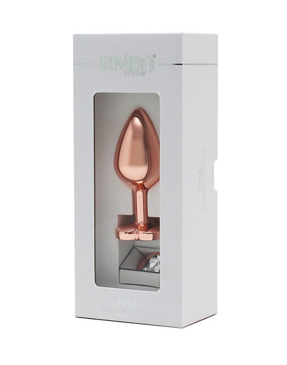 Rimba Toys Rosé Gouden Aluminium Buttplug met Hartvormig Kristal-Erotiekvoordeel.nl