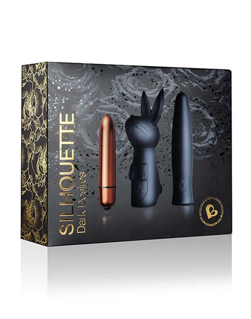 Rocks-Off Truly Dark Desires Set Mini Vibrator met Opzetstukken - zwart/goud - Erotiekvoordeel.nl