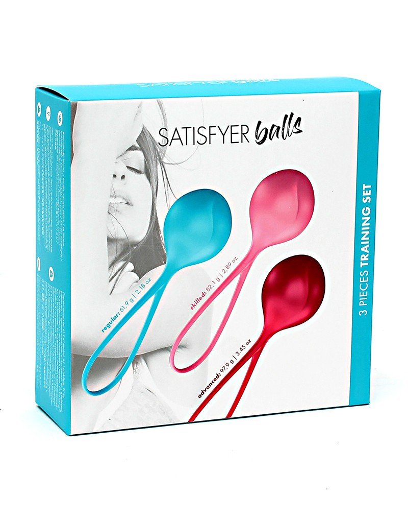 Satisfyer Bekkenbodem Trainer Kegel Balls set van 3 - rood - roze - blauw - beginner - Erotiekvoordeel.nl