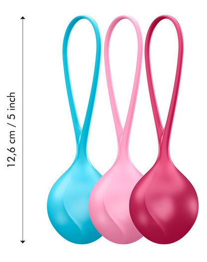 Satisfyer Bekkenbodem Trainer Kegel Balls set van 3 - rood - roze - blauw - beginner - Erotiekvoordeel.nl