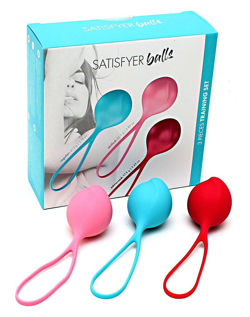 Satisfyer Bekkenbodem Trainer Kegel Balls set van 3 - rood - roze - blauw - beginner - Erotiekvoordeel.nl