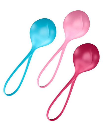 Satisfyer Bekkenbodem Trainer Kegel Balls set van 3 - rood - roze - blauw - beginner - Erotiekvoordeel.nl