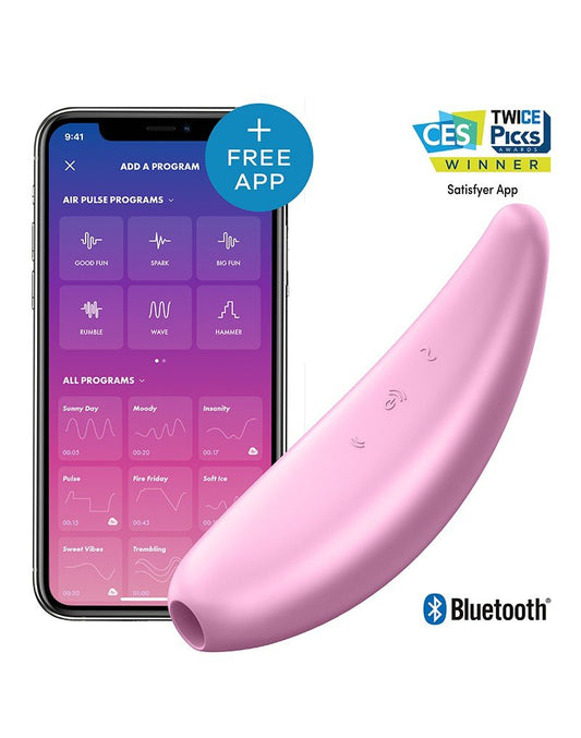 Satisfyer Curvy 3+ pink app controlled luchtdruk opleg vibrator- Erotiekvoordeel.nl