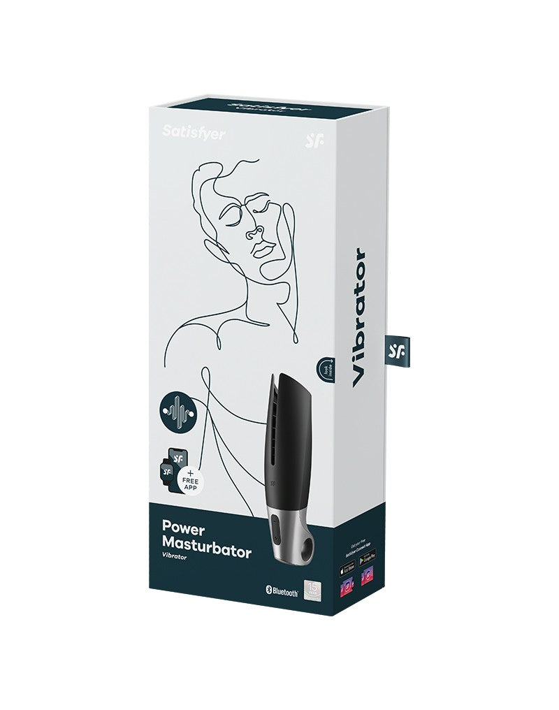 Satisfyer - Power Masturbator Met App Control - Zwart/Zilver-Erotiekvoordeel.nl