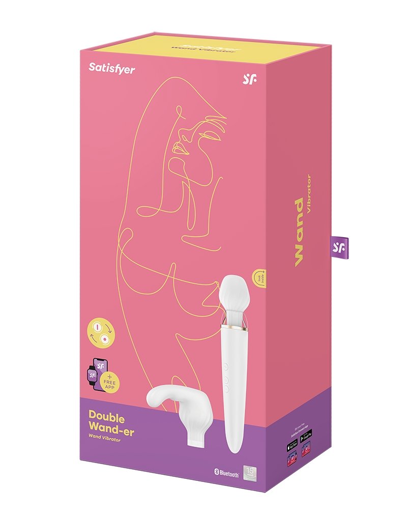 Satisfyer Wand Vibrator Double Wand-er met App Control - wit-Erotiekvoordeel.nl