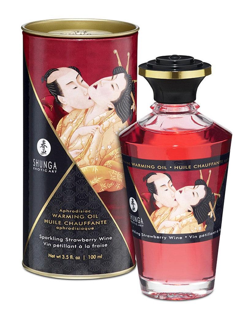 Shunga Aphrodisiac Warming Oil Strawberry Wine - Erotiekvoordeel.nl