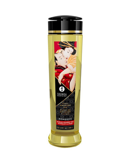 Shunga Massageolie Romance Sparkling Strawberry - 240 ml - Erotiekvoordeel.nl