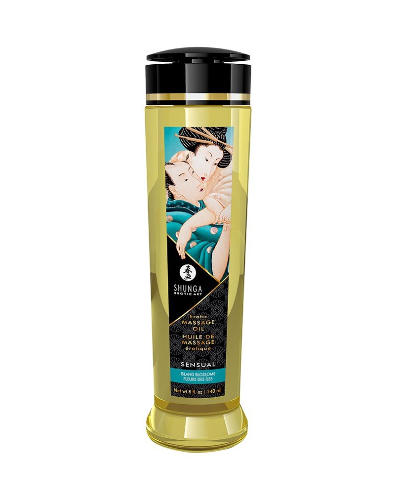 Shunga Massageolie Sensual Island Flowers - 240 ml - Erotiekvoordeel.nl